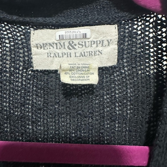 Ralph Lauren Denim & Supply Cotton/Linen Blend Knit Black Cardigan Size XL - Picture 6 of 6
